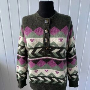 Womens Sezane Alpaca Multicolor Cardigan Sweater Size S
